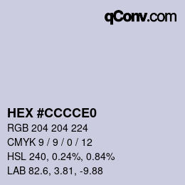 Color code: HEX #CCCCE0 | qconv.com