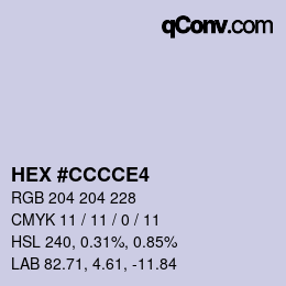 Color code: HEX #CCCCE4 | qconv.com