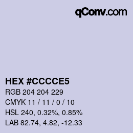 Color code: HEX #CCCCE5 | qconv.com