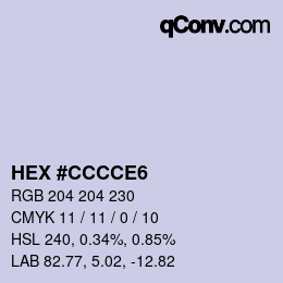 Color code: HEX #CCCCE6 | qconv.com