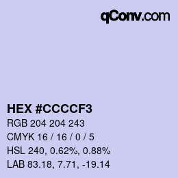 カラーコード: HEX #CCCCF3 | qconv.com