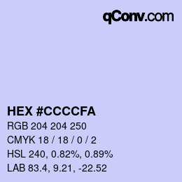 カラーコード: HEX #CCCCFA | qconv.com