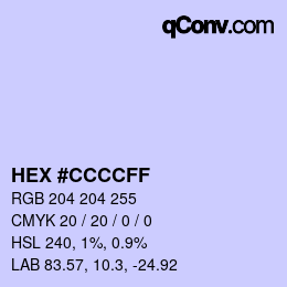 Color code: HEX #CCCCFF | qconv.com