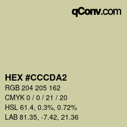颜色代码: HEX #CCCDA2 | qconv.com