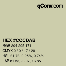 カラーコード: HEX #CCCDAB | qconv.com
