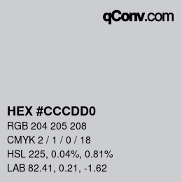 颜色代码: HEX #CCCDD0 | qconv.com