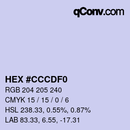 カラーコード: HEX #CCCDF0 | qconv.com