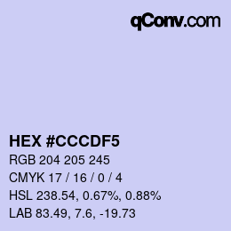 Color code: HEX #CCCDF5 | qconv.com
