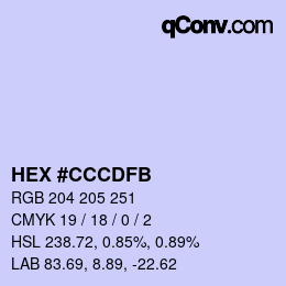 颜色代码: HEX #CCCDFB | qconv.com