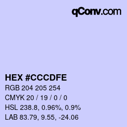 Color code: HEX #CCCDFE | qconv.com