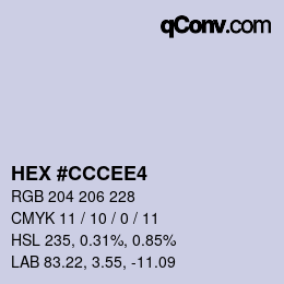 Color code: HEX #CCCEE4 | qconv.com