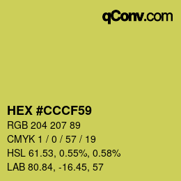 Code couleur: HEX #CCCF59 | qconv.com
