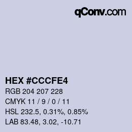 Color code: HEX #CCCFE4 | qconv.com