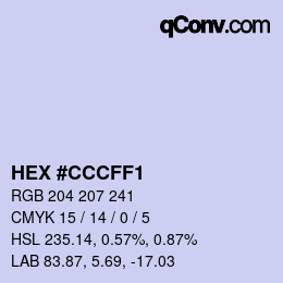 Color code: HEX #CCCFF1 | qconv.com