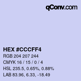 Color code: HEX #CCCFF4 | qconv.com