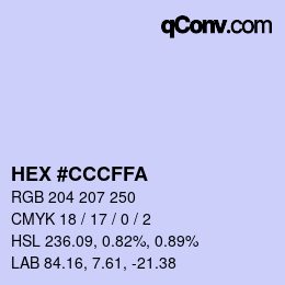 Color code: HEX #CCCFFA | qconv.com