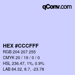 颜色代码: HEX #CCCFFF | qconv.com