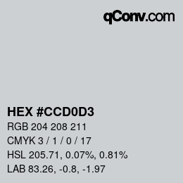 Farbcode: HEX #CCD0D3 | qconv.com