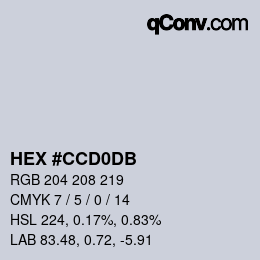颜色代码: HEX #CCD0DB | qconv.com