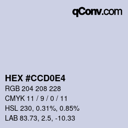 Color code: HEX #CCD0E4 | qconv.com