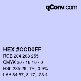 Color code: HEX #CCD0FF | qconv.com