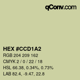 Color code: HEX #CCD1A2 | qconv.com