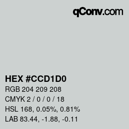 颜色代码: HEX #CCD1D0 | qconv.com