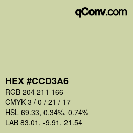 Code couleur: HEX #CCD3A6 | qconv.com