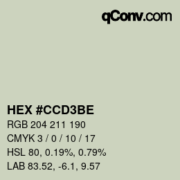 颜色代码: HEX #CCD3BE | qconv.com