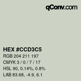Color code: HEX #CCD3C5 | qconv.com