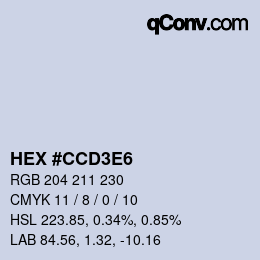 Farbcode: HEX #CCD3E6 | qconv.com