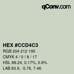 Color code: HEX #CCD4C3 | qconv.com