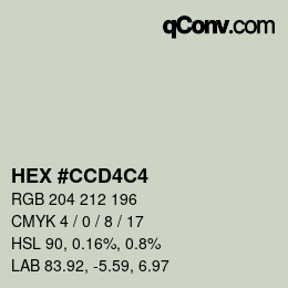 颜色代码: HEX #CCD4C4 | qconv.com