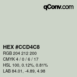 颜色代码: HEX #CCD4C8 | qconv.com