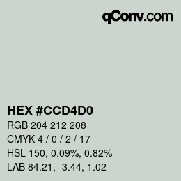 カラーコード: HEX #CCD4D0 | qconv.com