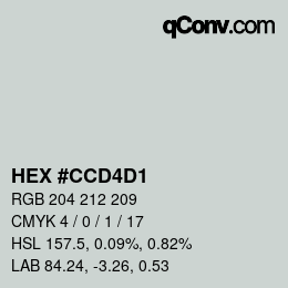 Color code: HEX #CCD4D1 | qconv.com