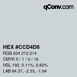 颜色代码: HEX #CCD4D6 | qconv.com