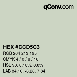 颜色代码: HEX #CCD5C3 | qconv.com
