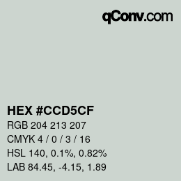 Color code: HEX #CCD5CF | qconv.com