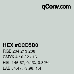 Color code: HEX #CCD5D0 | qconv.com