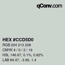 カラーコード: HEX #CCD5D0 | qconv.com
