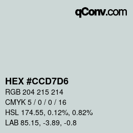 カラーコード: HEX #CCD7D6 | qconv.com
