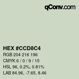 颜色代码: HEX #CCD8C4 | qconv.com