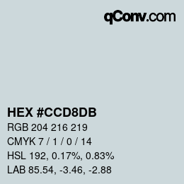 Color code: HEX #CCD8DB | qconv.com