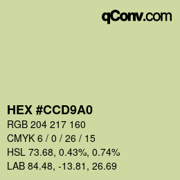 Color code: HEX #CCD9A0 | qconv.com