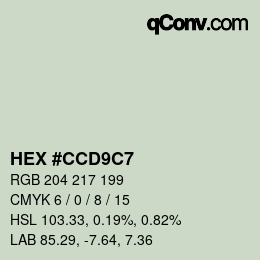 Color code: HEX #CCD9C7 | qconv.com