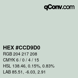 Color code: HEX #CCD9D0 | qconv.com