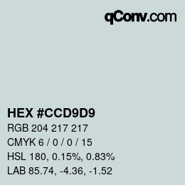 カラーコード: HEX #CCD9D9 | qconv.com
