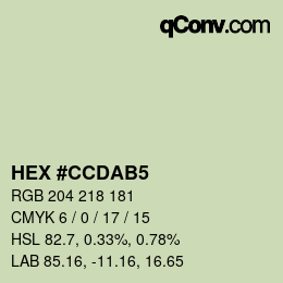 Color code: HEX #CCDAB5 | qconv.com
