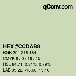 Color code: HEX #CCDAB8 | qconv.com